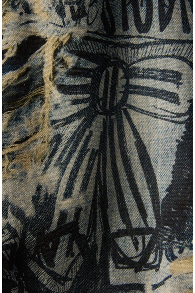 Trompe l'Oeil Print Denim Jacket, Alternate, color, MID BLUE