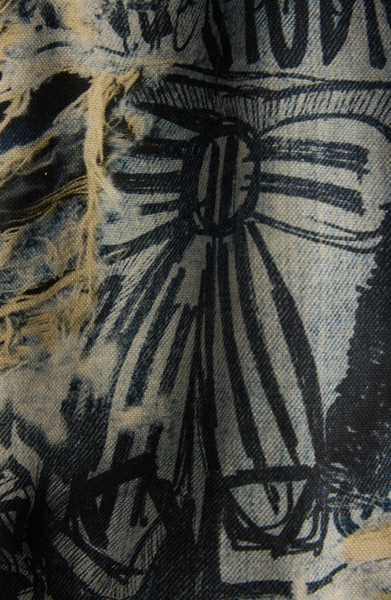 Acne Studios Trompe l'Oeil Print Denim Jacket, Alternate, color, Mid Blue