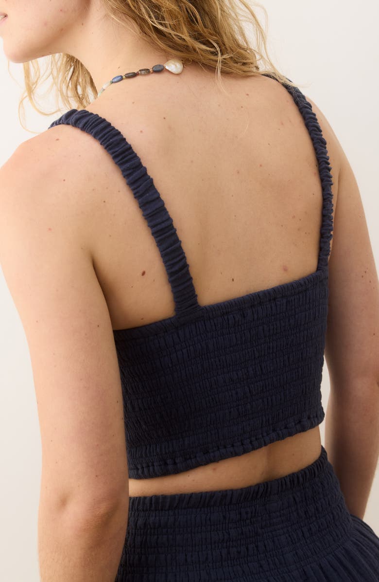 Marine Layer Lila Smocked Cotton Gauze Camisole, Alternate, color, Indigo