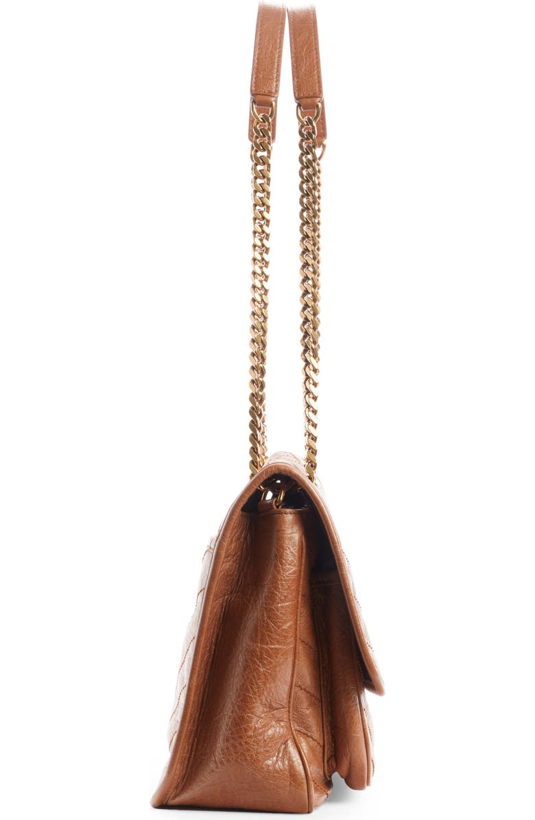 Saint Laurent Medium Niki Matelassé Crinkled Leather Shoulder Bag, Alternate, color,