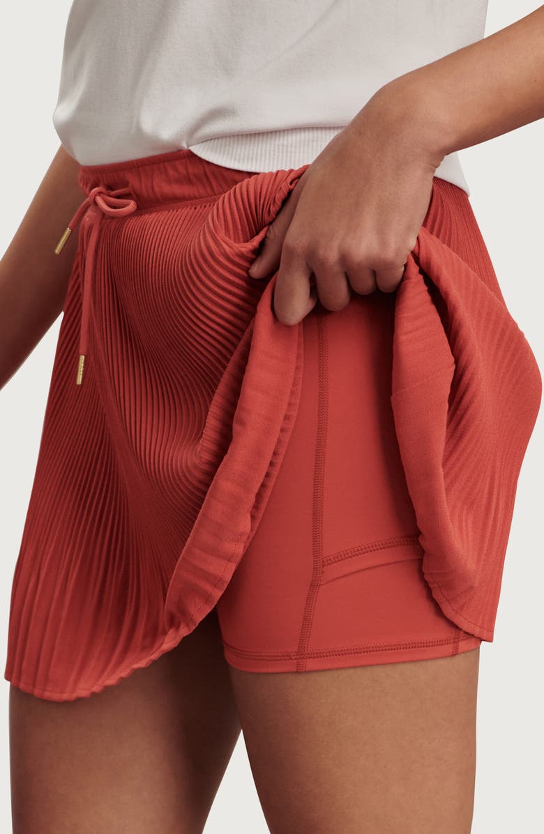 Varley Davina Pleated High Waist Skort, Alternate, color, Baked Apple