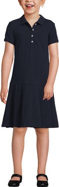 Lands' End School Uniform Girls Short Sleeve Mesh Pleated Polo Dress