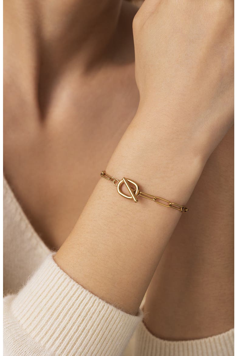 Toggle Clasp Paperclip Chain Bracelet, Alternate, color, Gold Tone