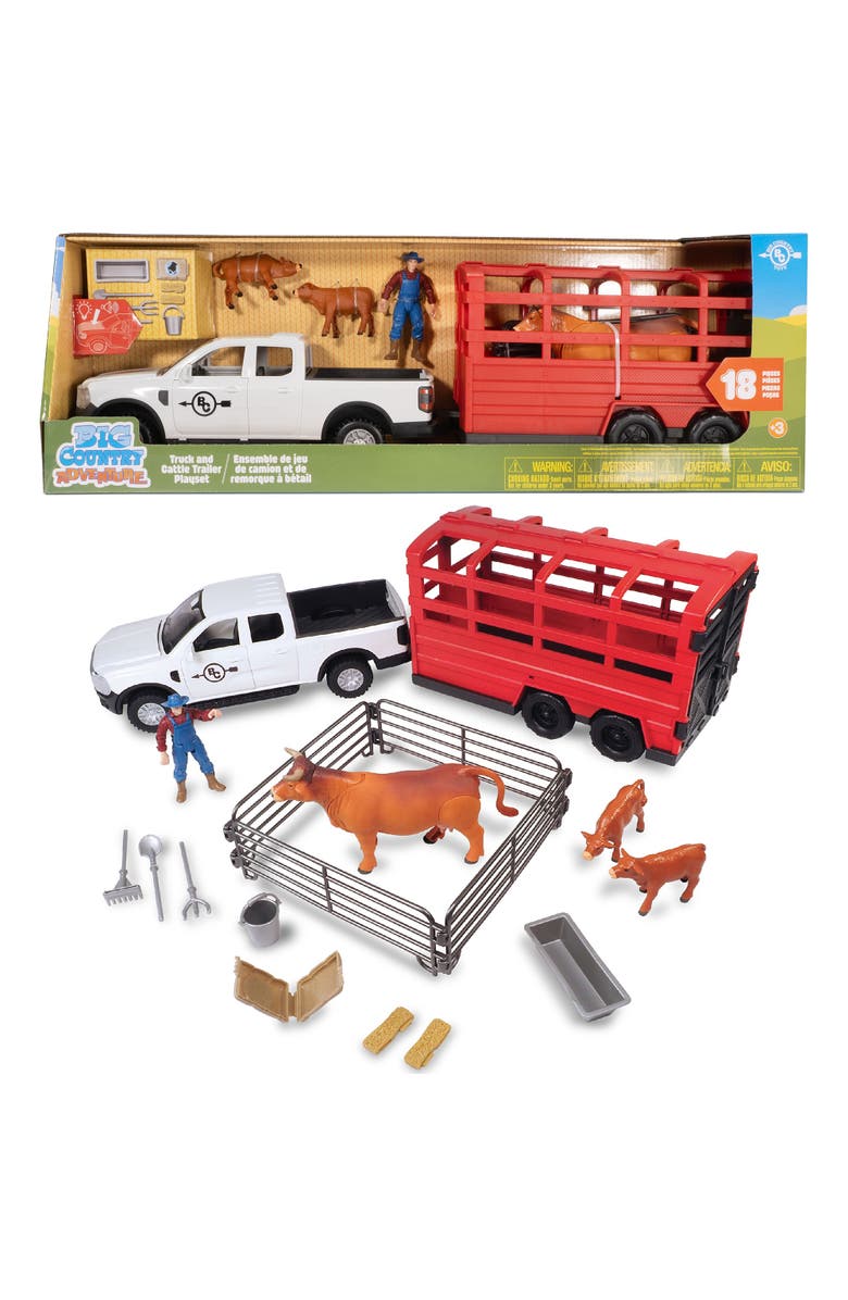 Big Country Toys Truck & Cattle Trailer Adventure, 18 Piece Farm Toy Playset, 3+, Alternate, color, Multicolored