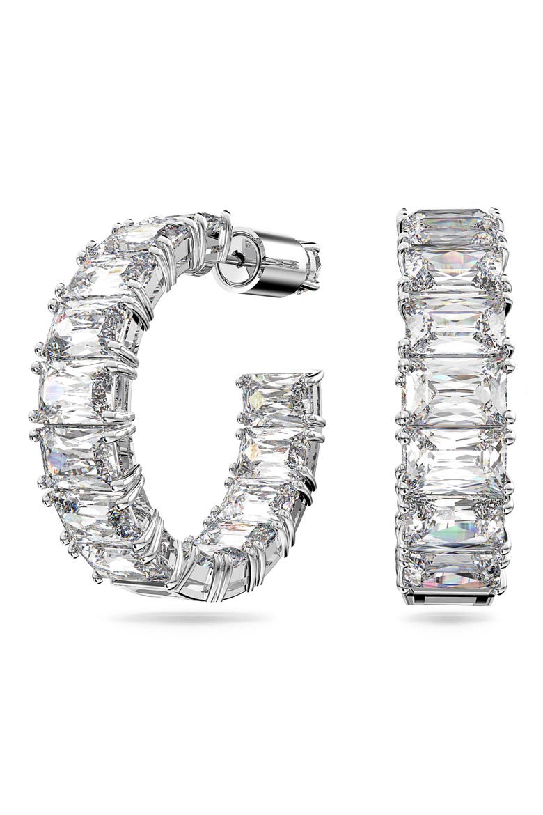 Matrix Swarovski Hoop Earrings, Alternate, color, SILVER / CLEAR CRYSTAL
