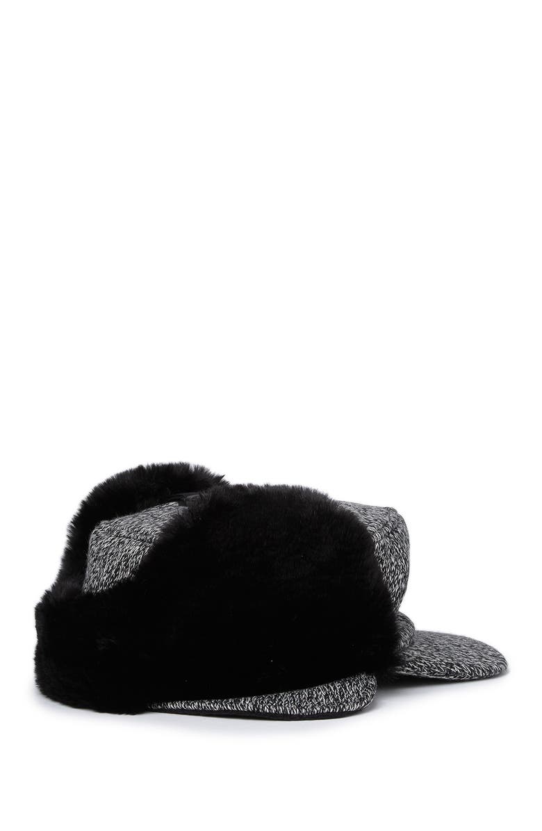 SURELL Plaid Faux Fur Topper Hat, Alternate, color, Gray Marle/ Black