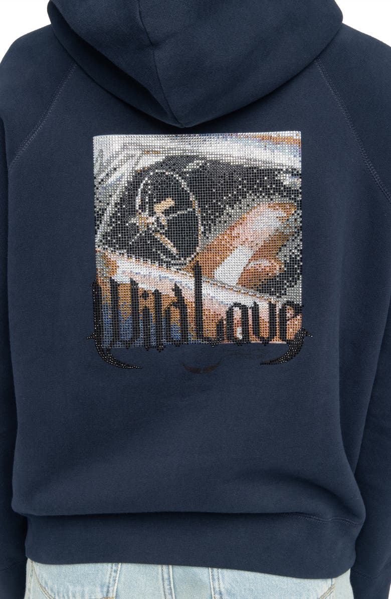 Zadig & Voltaire Georgy Photo Ride Strass Rhinestone Hoodie, Alternate, color,