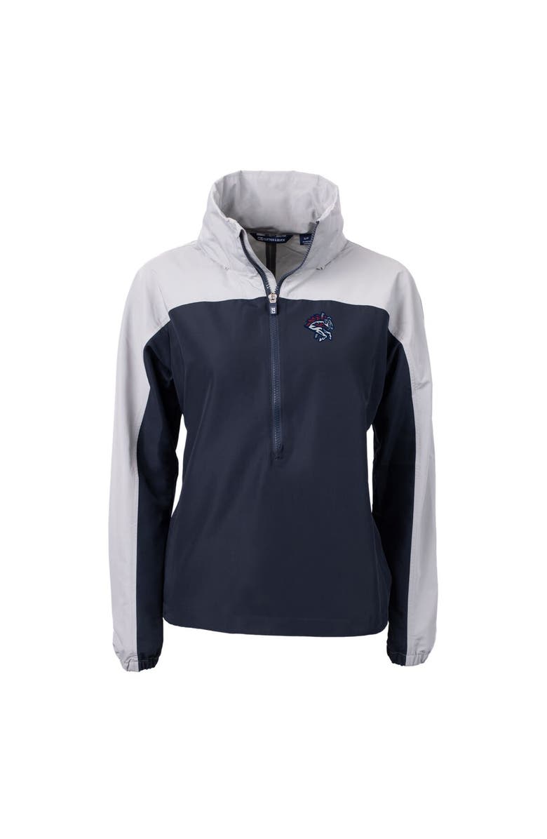 Cutter & Buck Women's Cutter & Buck Navy/Gray Binghamton Rumble Ponies Charter Eco Recycled Half-Zip Anorak Jacket, Alternate, color, 