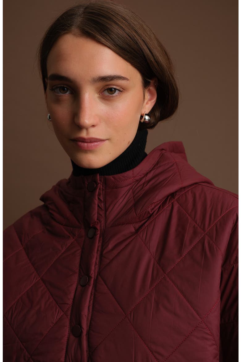 Otis Short Sleeve Puffer Poncho, Alternate, color, BURGUNDY