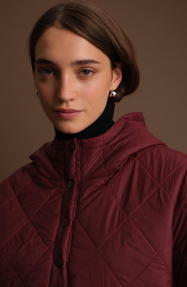 DELUC Otis Short Sleeve Puffer Poncho, Alternate, color, Burgundy