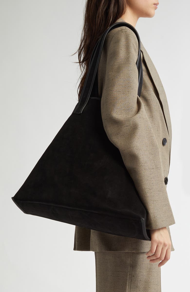 KASSL Large Contrast Trim Suede Tote, Alternate, color,