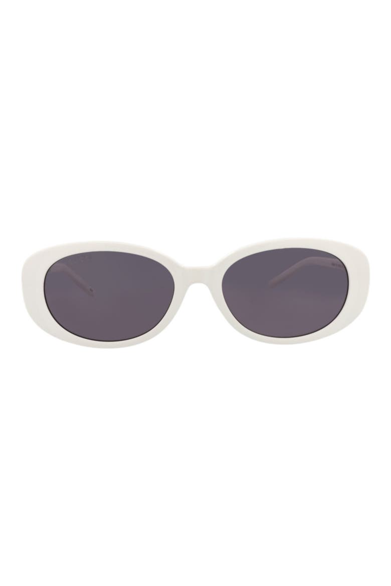 55mm Oval Sunglasses, Main, color, WHITE WHITE GREY