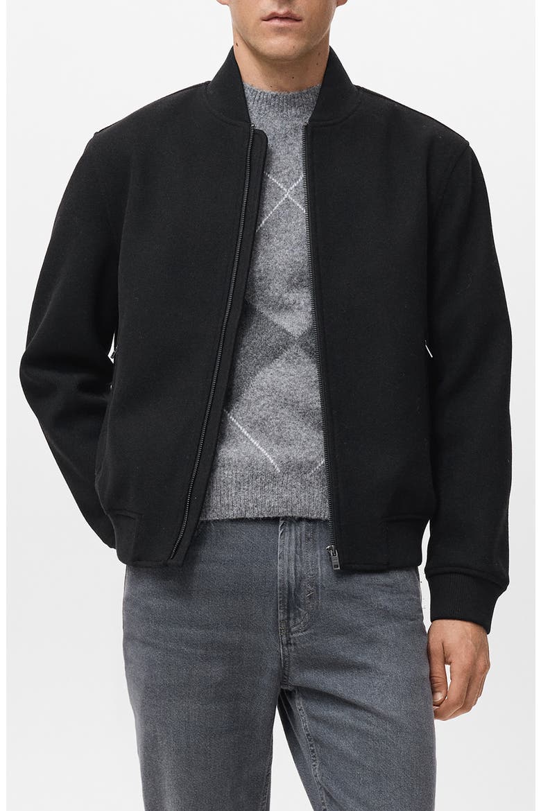 Zip-Up Bomber Jacket, Main, color, BLACK