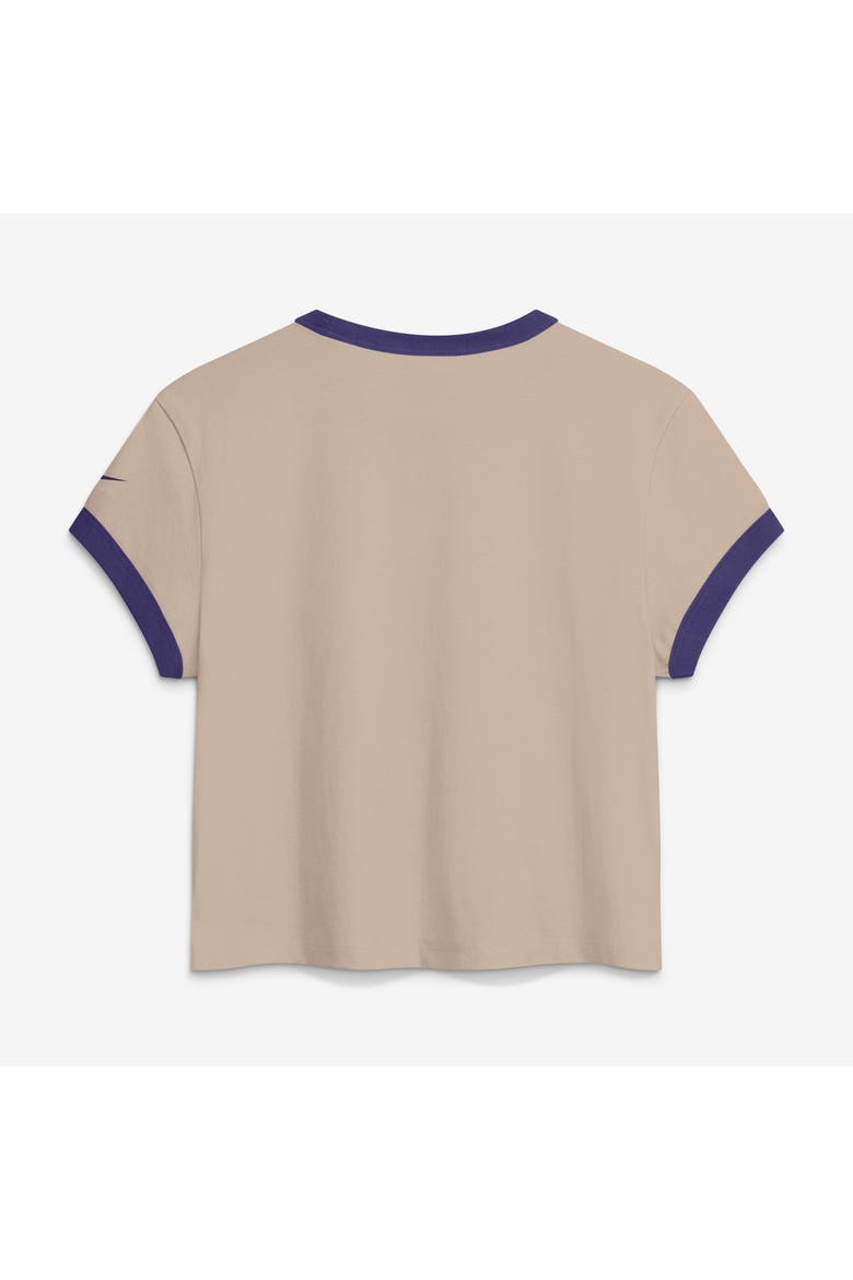 Women's Nike Cream Baltimore Ravens Rewind Ringer Mod Cropped T-Shirt, Alternate, color, Cream