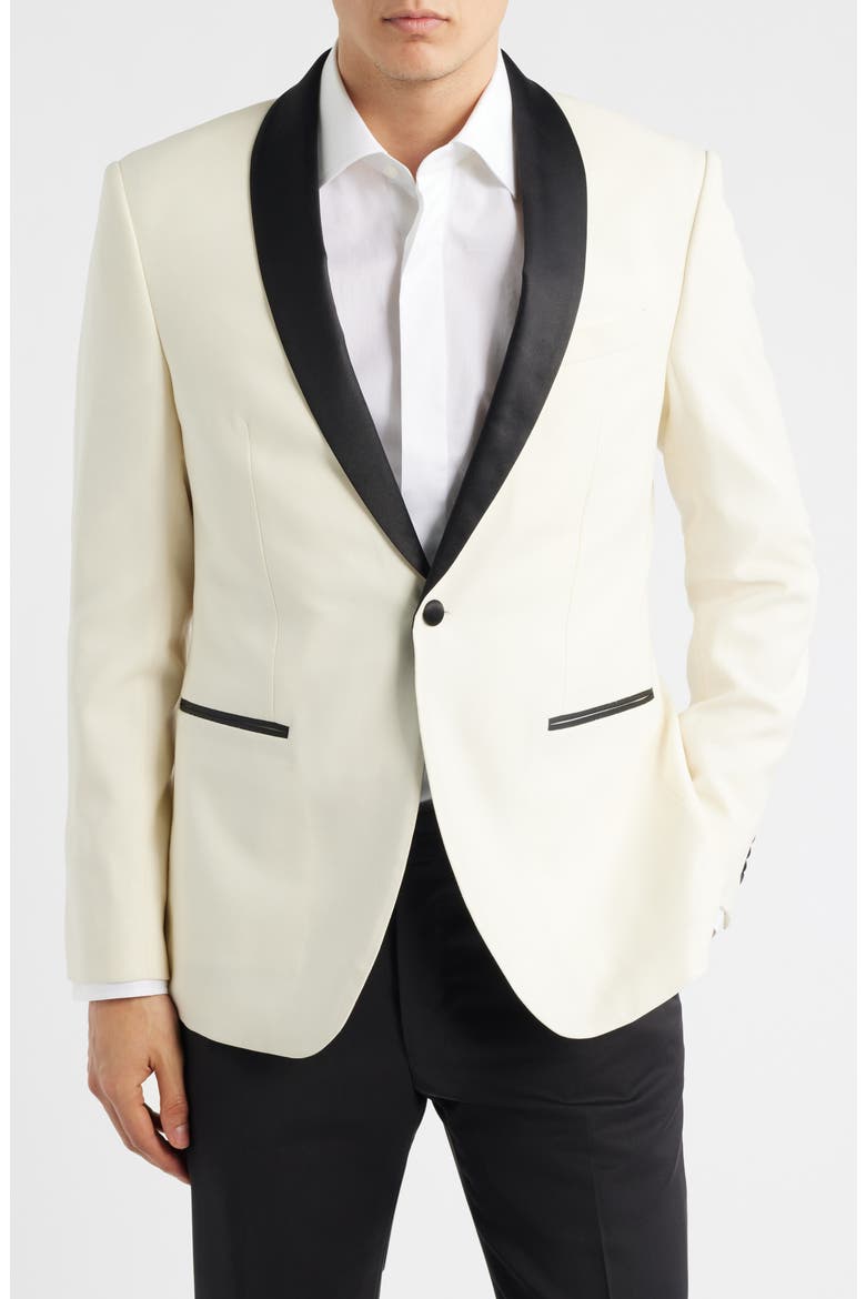 Brooklyn Off White Virgin Wool Dinner Jacket, Main, color, CREAM