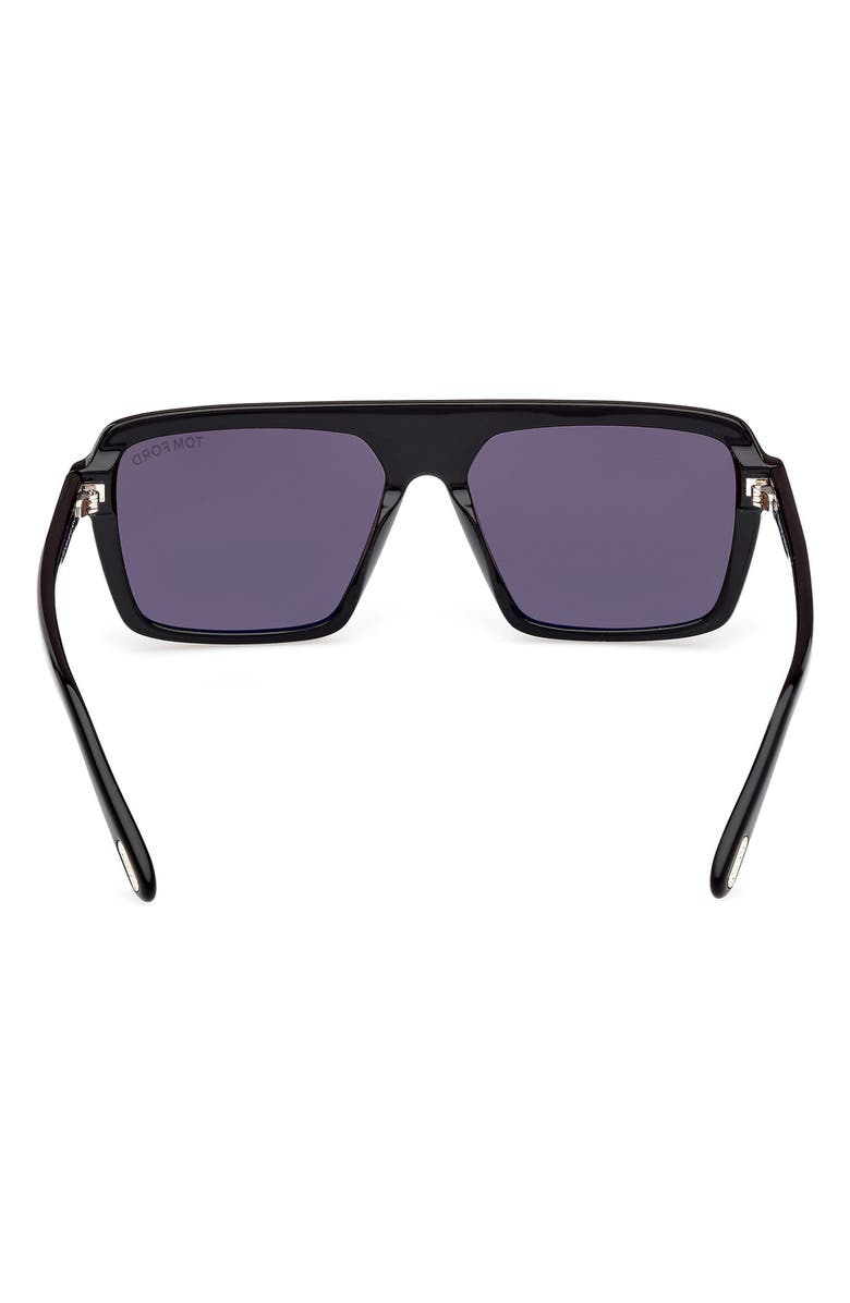 TOM FORD Vincent 56mm Pilot Sunglasses, Alternate, color, Shiny Black/ Eco/ Smoke Lenses