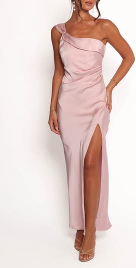 Lolana One-Shoulder Satin Maxi Cocktail Dress