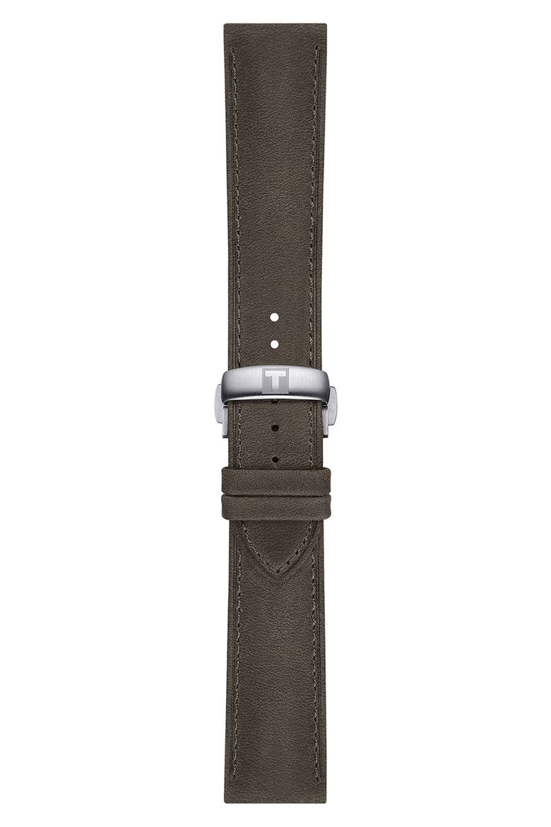 Chemin des Tourelles Leather Strap Watch, 42mm, Alternate, color, GREEN