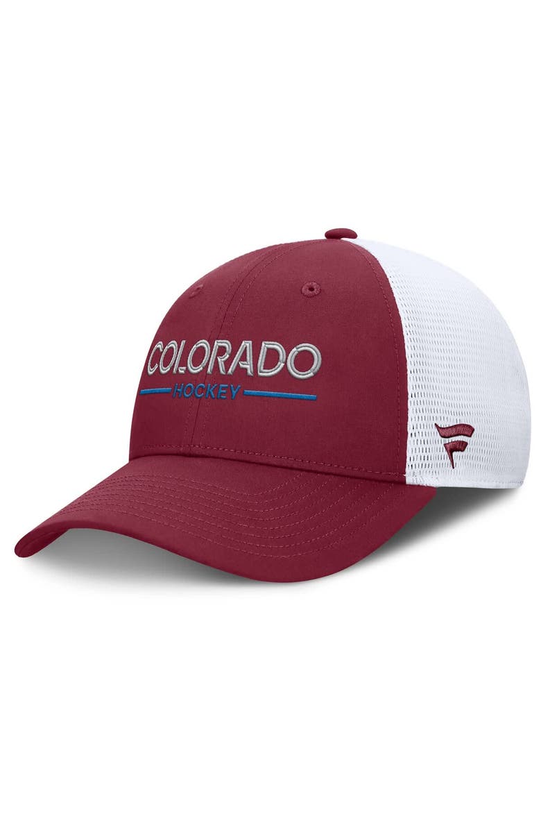 FANATICS Men's Fanatics Burgundy/White Colorado Avalanche Authentic Pro Rink Lockup Adjustable Trucker Hat, Main, color, Burgundy
