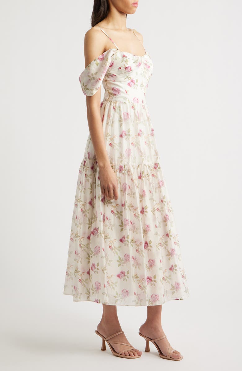 Lucy Paris Catarina Floral Cold Shoulder Dress, Alternate, color, White Floral