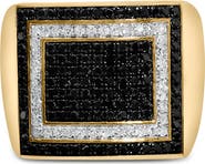 Haus of Brilliance Men's 10K Yellow Gold 1 1/4 ctw White and Black Diamond Geometric Ring