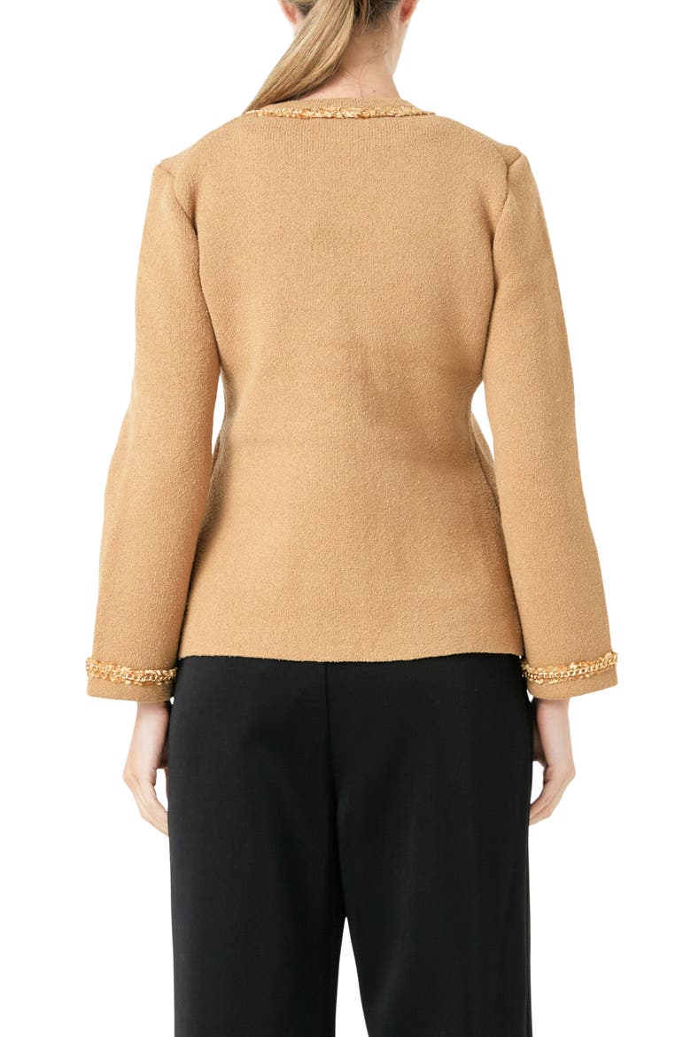 Trim Detail Cardigan, Alternate, color, CAMEL