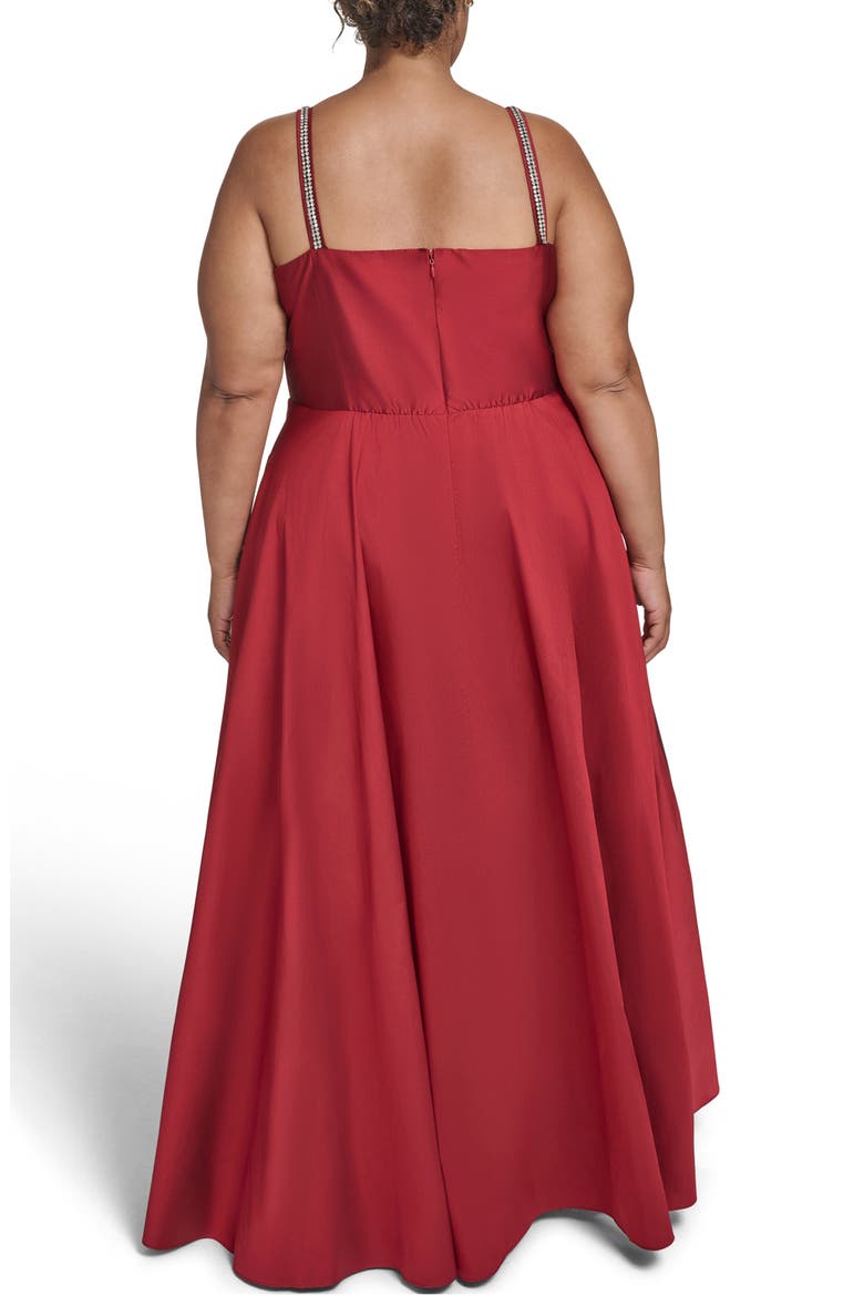 Bow Bodice Gown with Rhinestone Straps, Alternate, color, RED