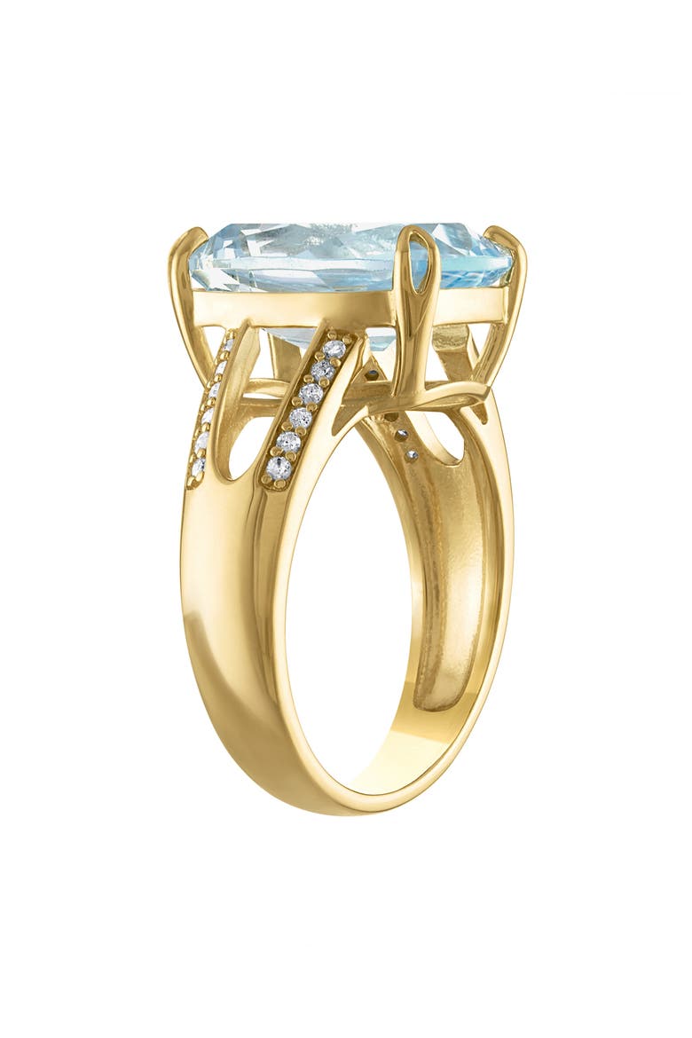 14K Gold Over Silver Blue Topaz & Diamond Ring, Alternate, color, YELLOW