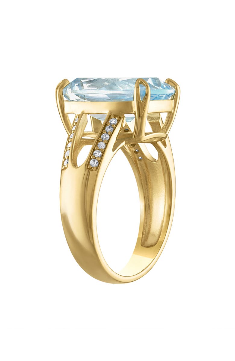 FZN 14K Gold Over Silver Blue Topaz & Diamond Ring, Alternate, color, 