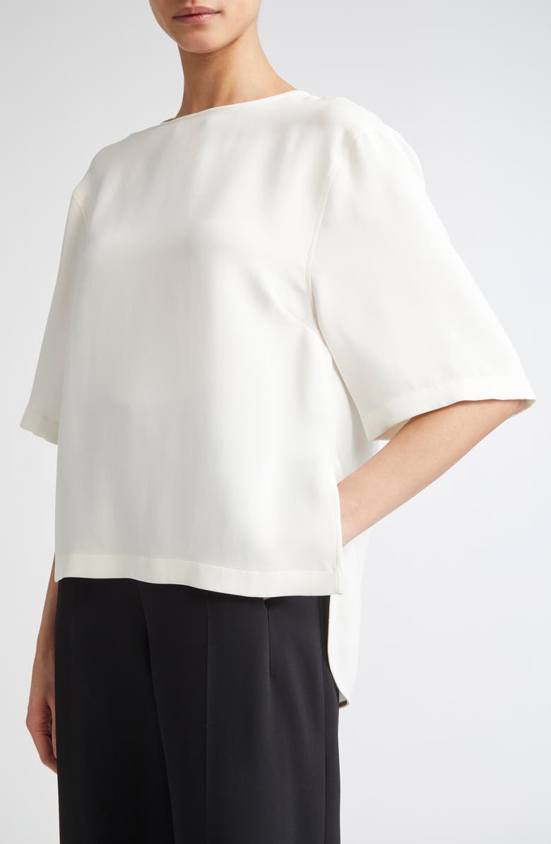 FFORME India Boxy Silk T-Shirt, Alternate, color, Off White