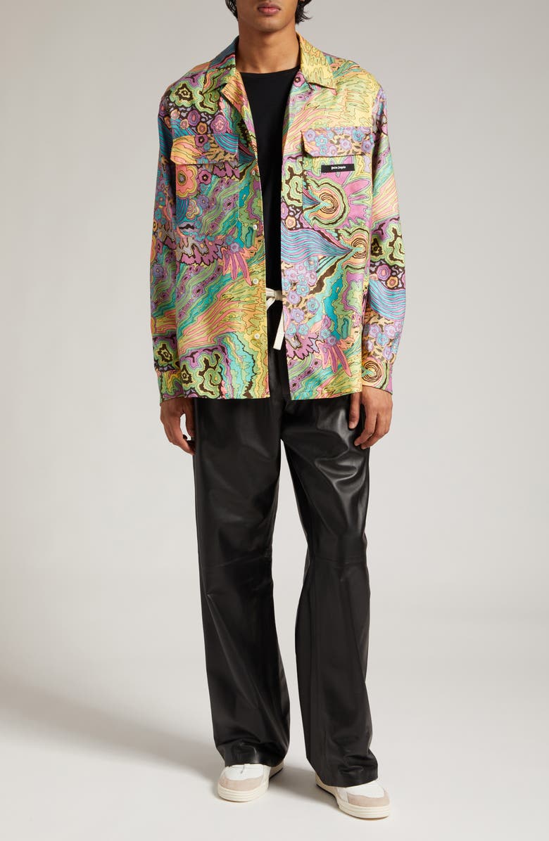 Palm Angels Classic Logo Leather Pants, Alternate, color,