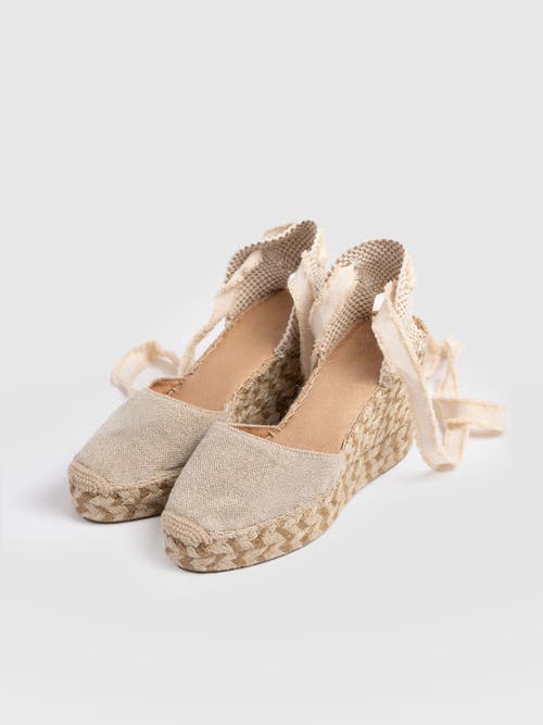 Saint + Sofia Rowe Espadrille Tie Wedges In Beige