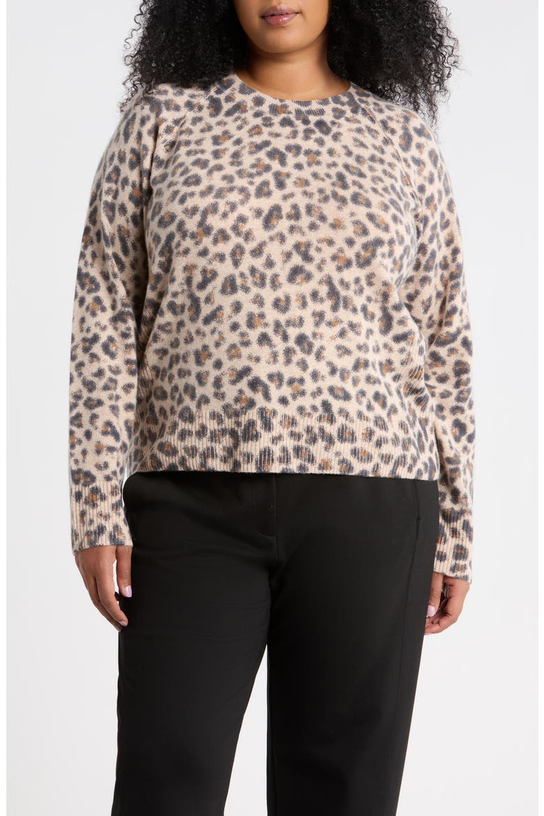 Leopard Print Raglan Sweater, Main, color, TAN- BLACK BEA LEOPARD
