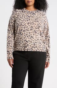 Caslon® Leopard Print Raglan Sweater