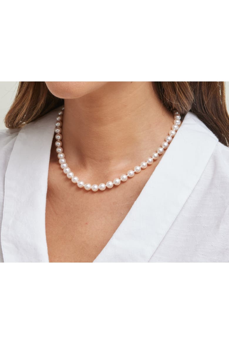 7.0-7.5mm Hanadama Akoya White Pearl Necklace, Main, color, White Gold Clasp