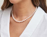 The Pearl Source 7.0-7.5mm Hanadama Akoya White Pearl Necklace