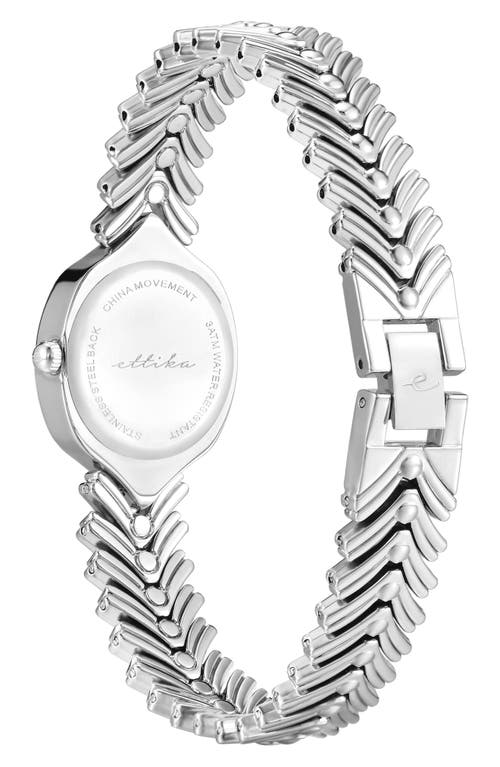 Ettika Round Case Chevron Strap Watch In Metallic