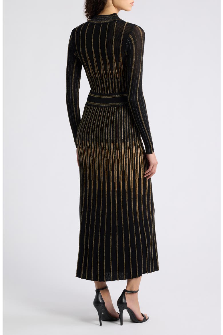 Alicia Lurex Metallic Midi Sweater Dress, Alternate, color, NOIR WITH GOLD LUREX