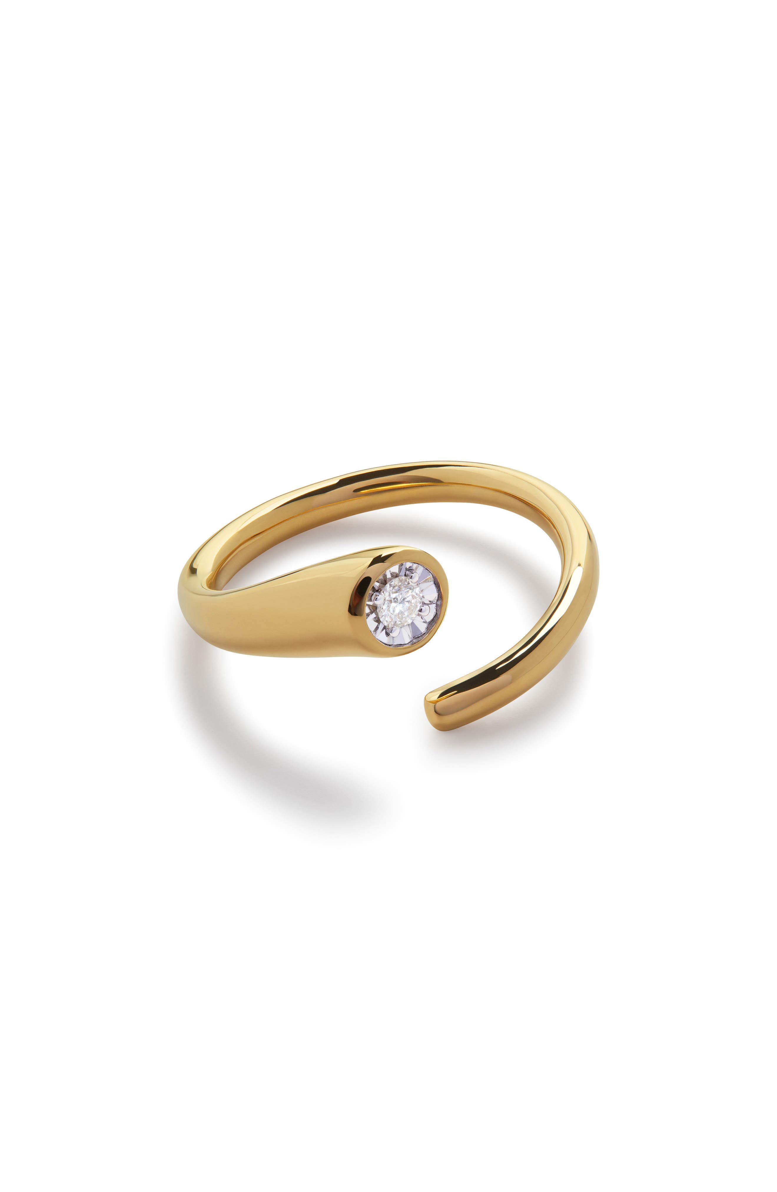 Monica Vinader Diamond Essentials Open Wrap Ring in 18K Gold Vermeil 
