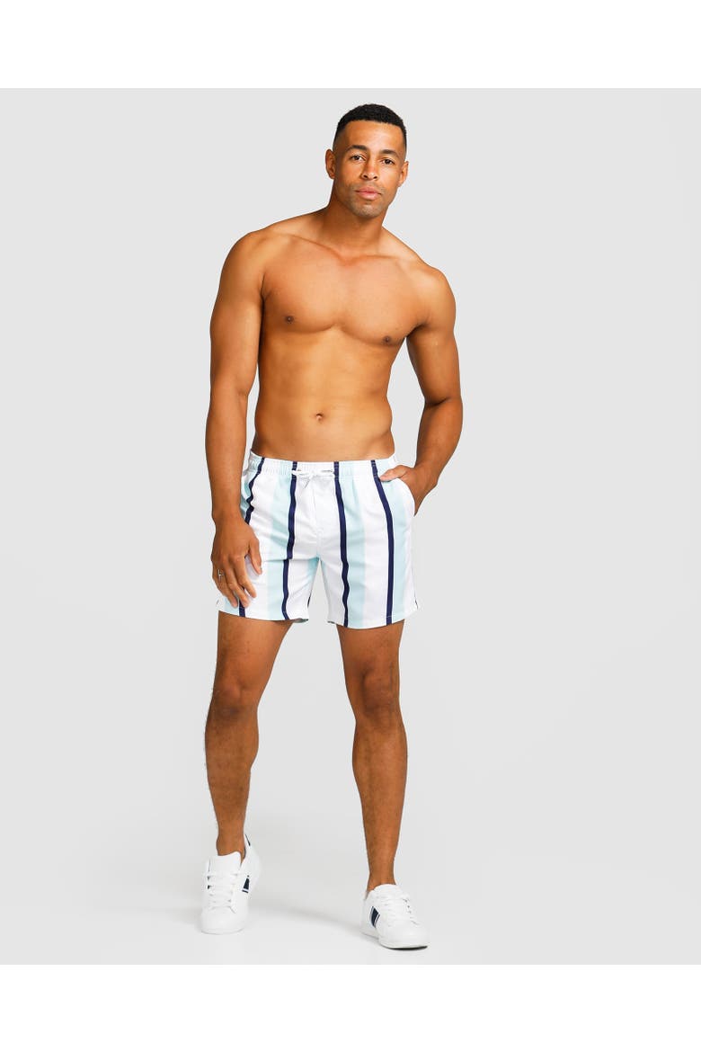 Capri Swim Short, Alternate, color, Navy, Mint & White Stripe