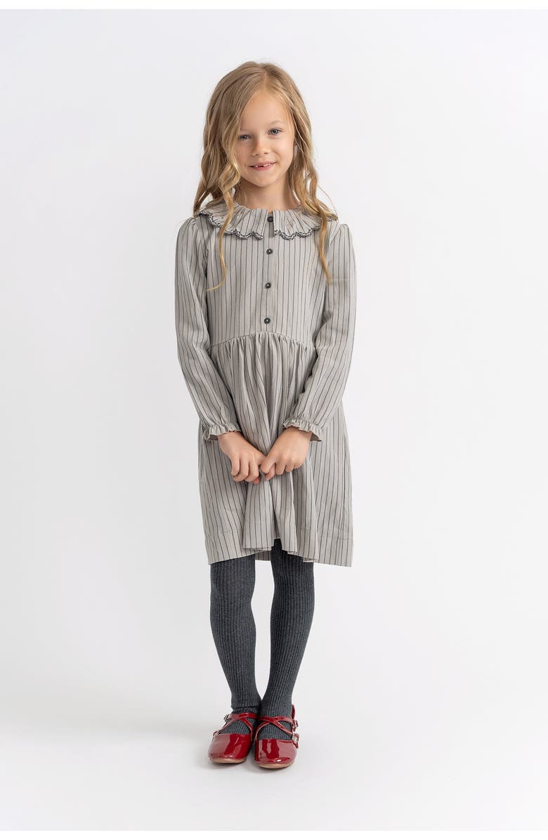 Charlotte & George Woven Striped Embroidered Dress, Alternate, color, Grey