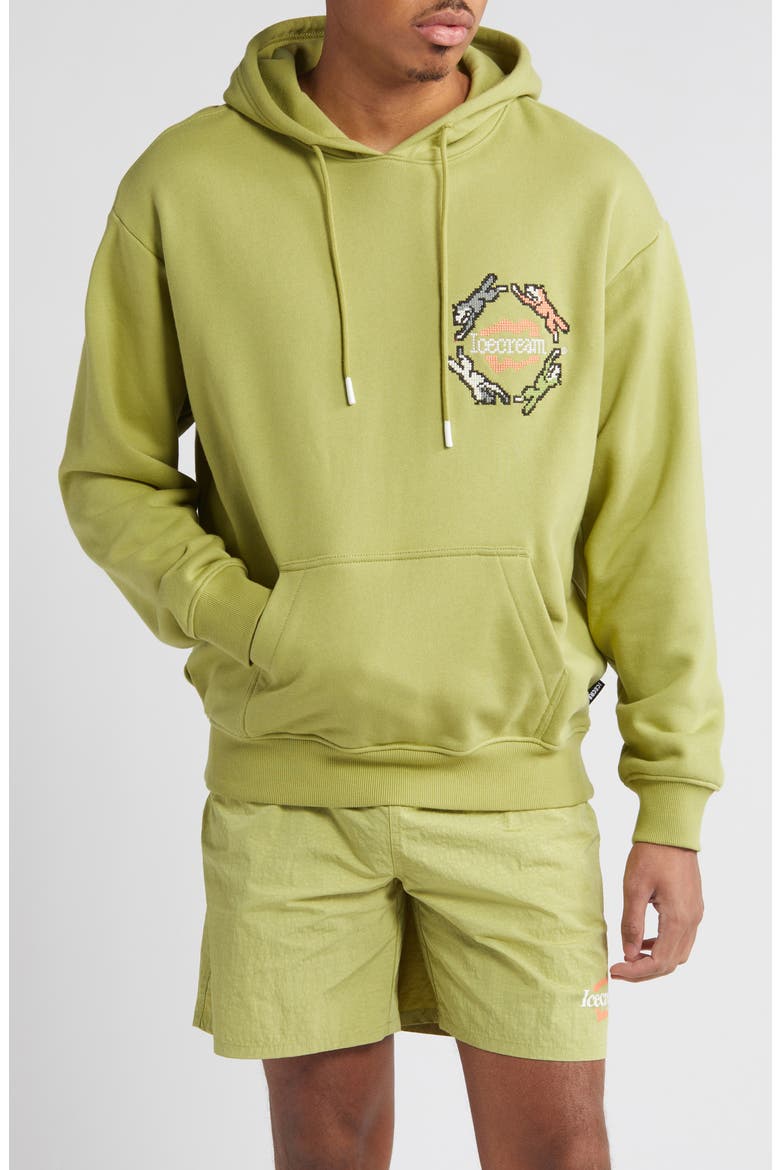 Embroidered Cotton Graphic Hoodie, Main, color, FERN