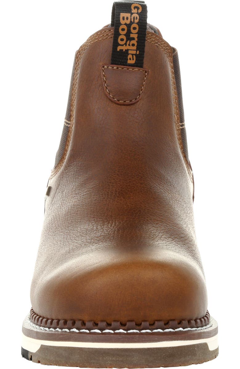 Georgia Boot Amp Lt Wedge Waterproof Chelsea Work Boot, Alternate, color, Brown