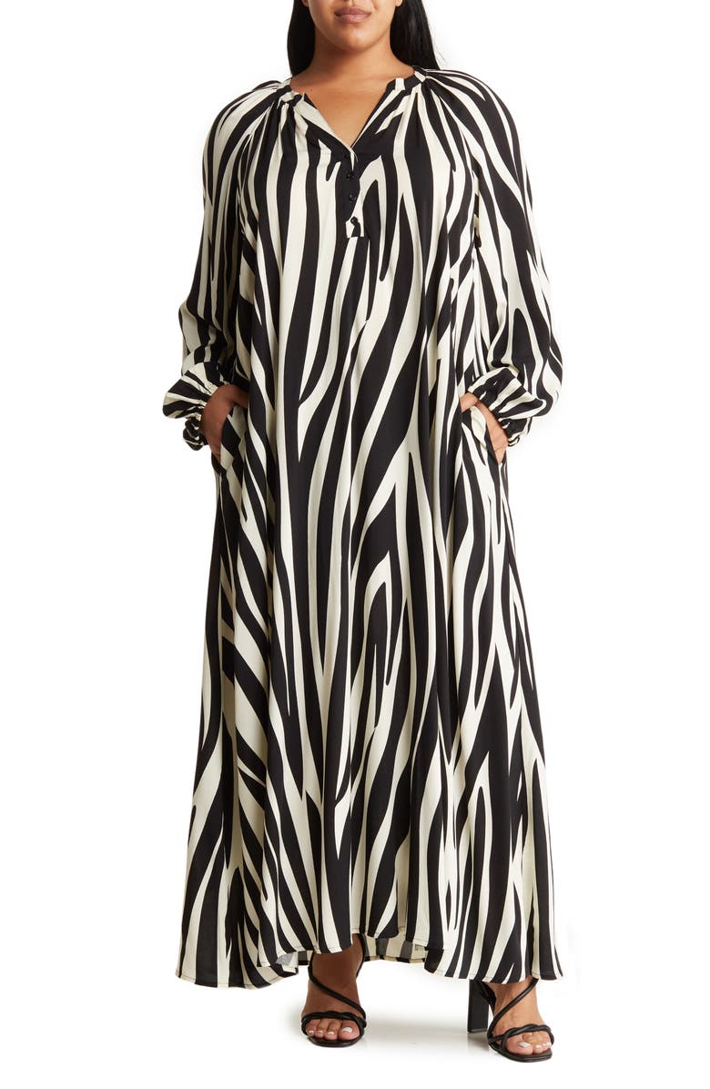 BY DESIGN Lauren Printed Long Sleeve Maxi Dress, Main, color, 