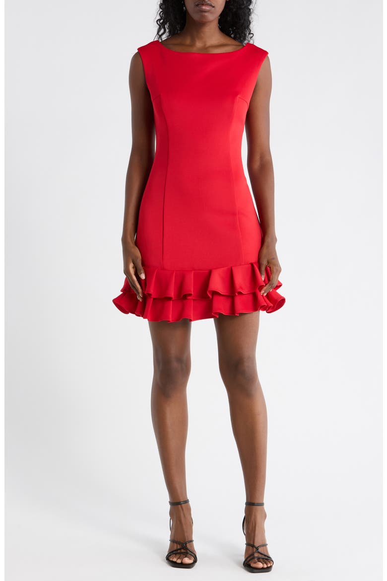 Sleeveless Ruffle Hem Dress, Main, color, RED