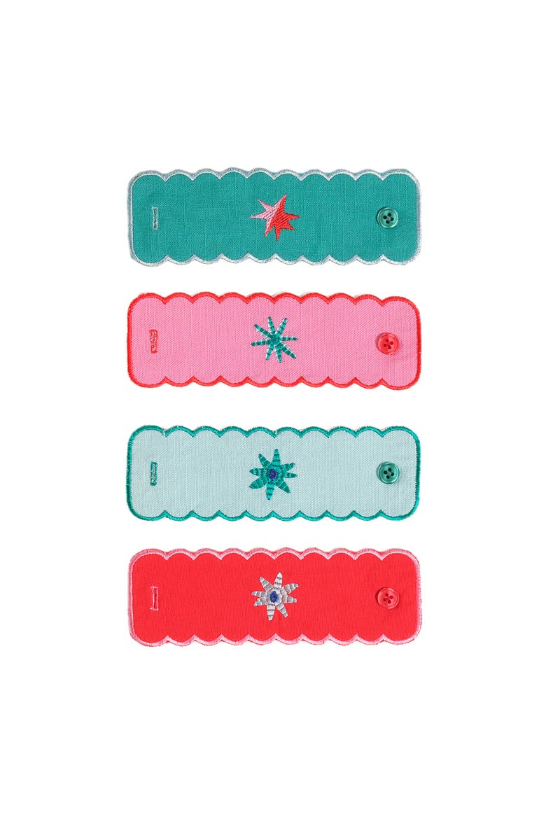Nilufer 4Pcs Digital Printed Embroidered 100% Cotton Napkin Ring Set 2X7 In, Main, color, Multicolor