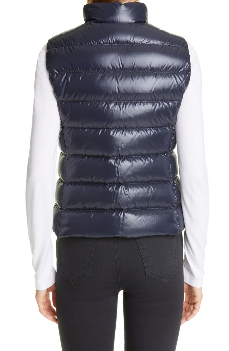 Moncler Ghany Short Shiny Nylon Down Vest, Alternate, color,
