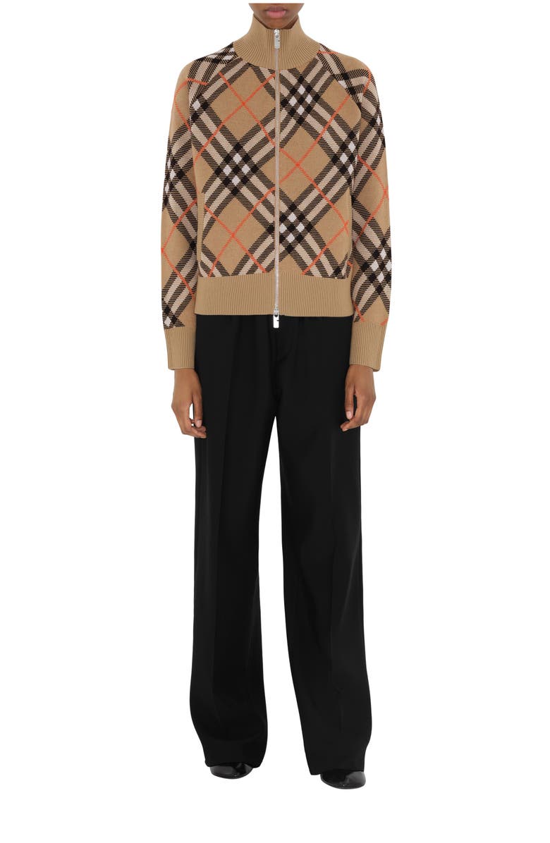 Burberry Check Wool Mohair Blend Jacket, Main, color, Sand