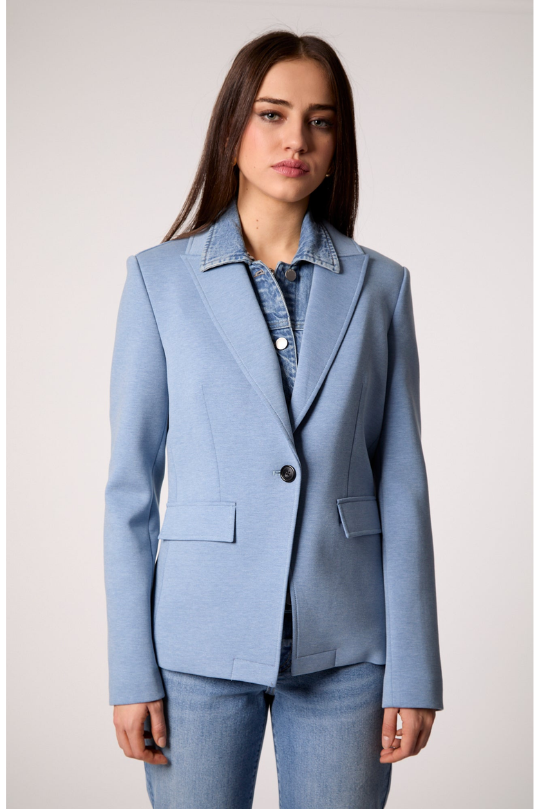 Helen Blazer with Removeable Denim Insert, Main, color, Heather Blue