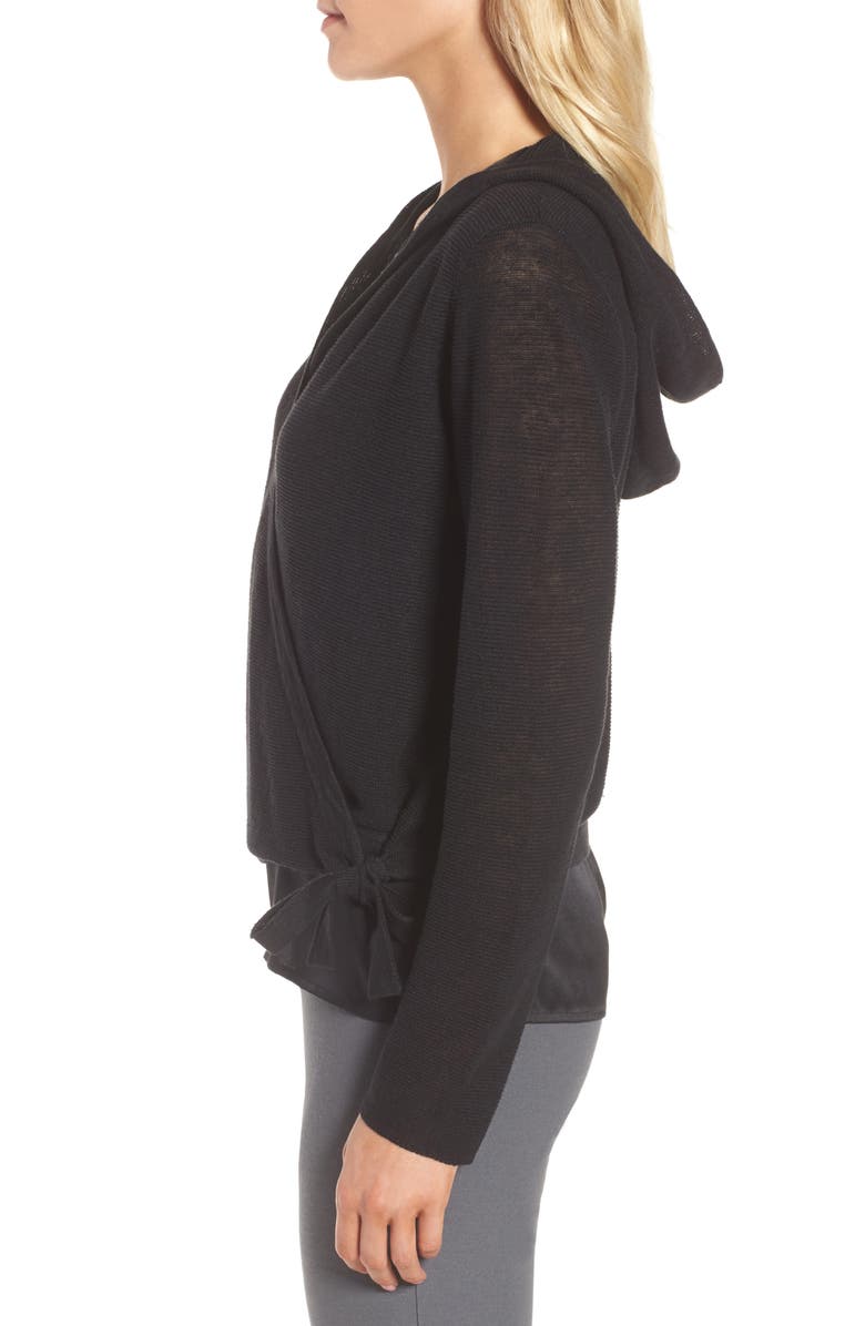 Eileen Fisher Organic Linen Knit Hooded Wrap Cardigan, Alternate, color,